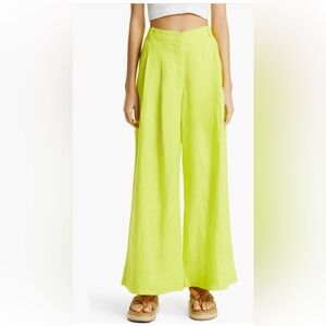 Farm Rio Linen Pleated Front Wide Leg Pants Size Small
